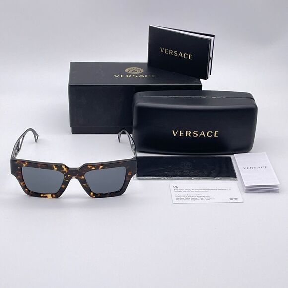 BRAND NEW VERSACE VE4431 514887 Havana/Dark Grey Women Sunglasses - Picture 10 of 11